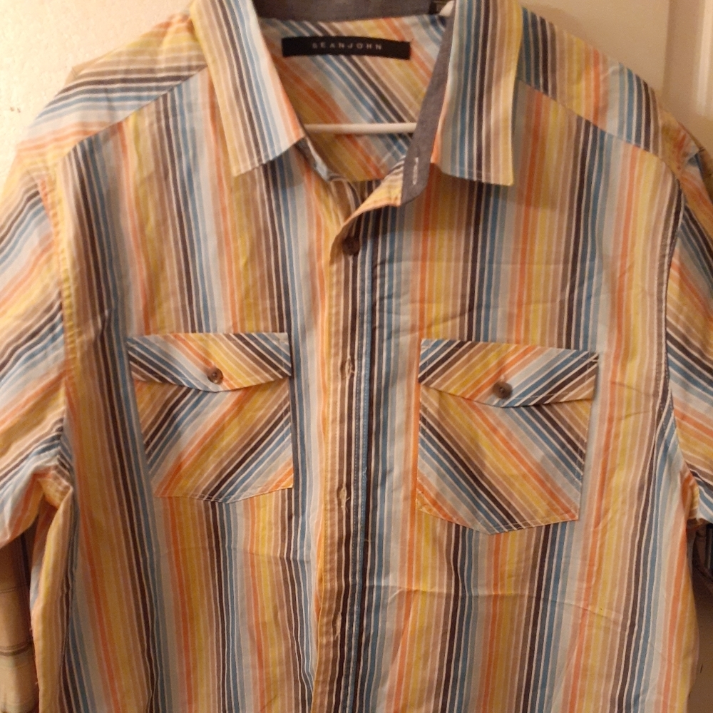 MENS 3XL SEAN JOHN BUTTON UP SHORT SLEEVE